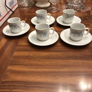 Chinese Tea cup‎ set saucer blue iris flower Expresso Set children's